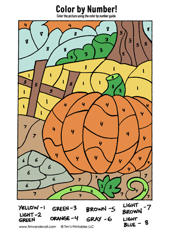 Pumpkin color by number â tims printables