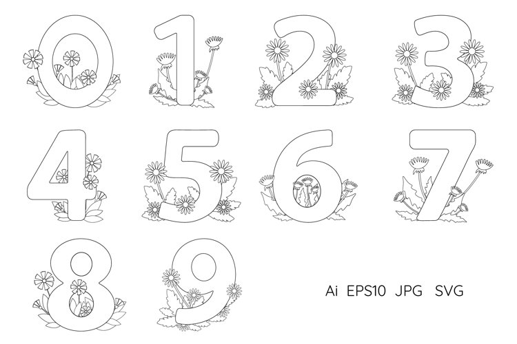 Numbers from to coloring pages