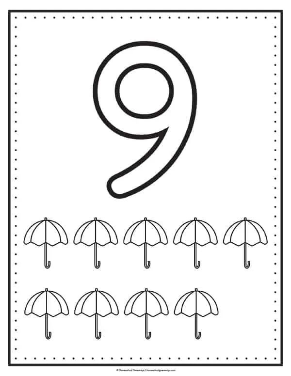 Printable number coloring pages for early learners