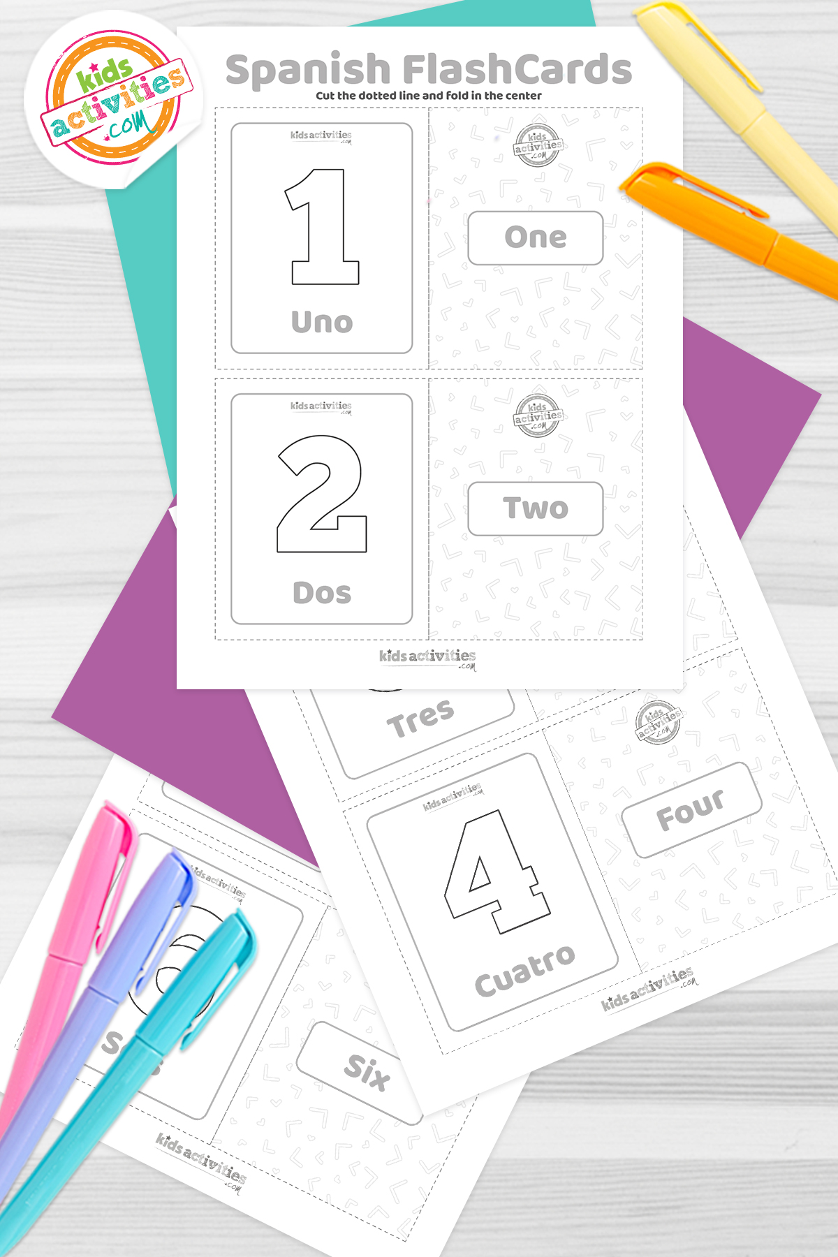 Spanish flash cards numbers