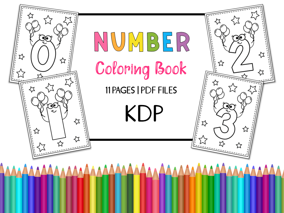 Number coloring pages book for kids made by teachers