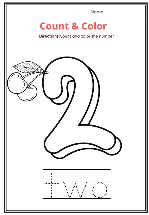 Fruit theme number coloring pages â