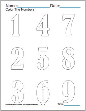 Number coloring pages for kids