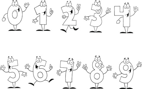 Friendly cartoon numbers set