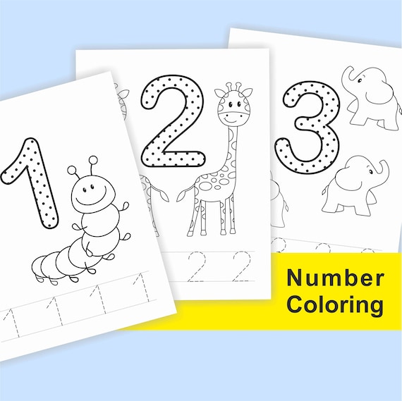 Numbers printable coloring page worksheets for kids toddlers preschoolers numbers coloring book preschool kindergarten homeschool download now