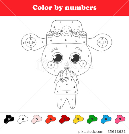 Printable coloring page by numbers for kids