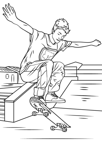 Skateboarding trick coloring page free printable coloring pages