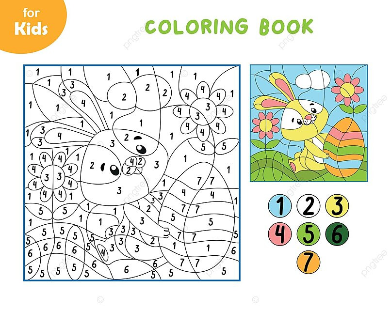 Fun easterthemed minigame for kids color the bunny picture using number codes vector page number ear png and vector with transparent background for free download