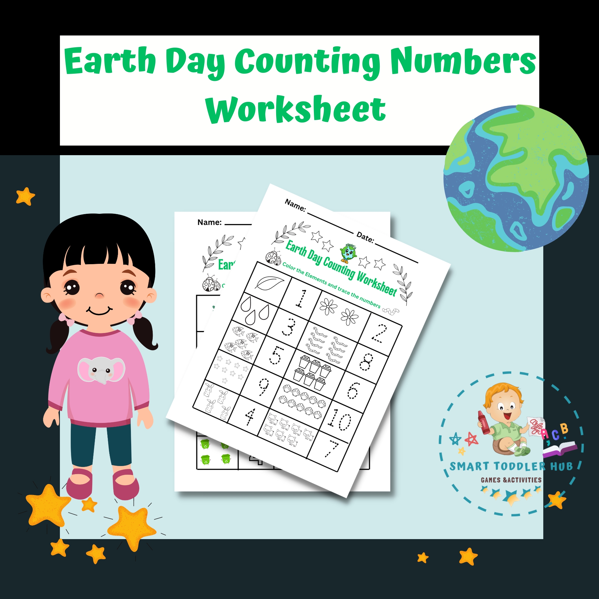 Earth day numbers counting worksheet perfect for spring and earth day made by teachers