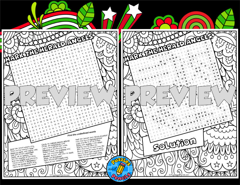 Hark the herald angels sing word search puzzle activity page christmas carols teaching resources