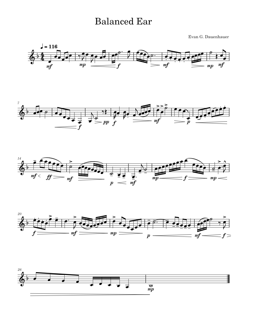 Balanced ear sheet music for french horn solo