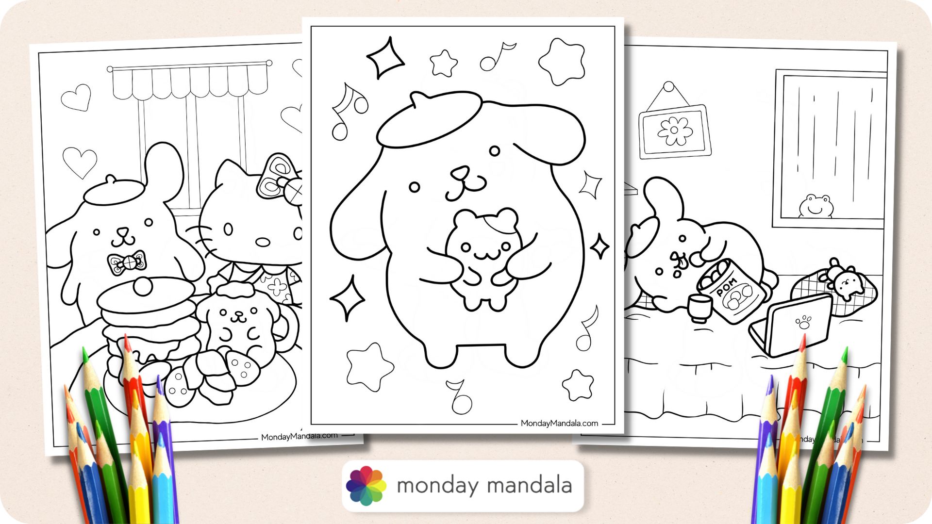 Pompompurin coloring pages free pdf printables