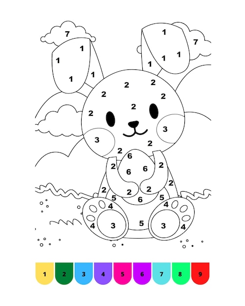 Premium vector color by number easter coloring page for kids easter coloring book pages easter color by number