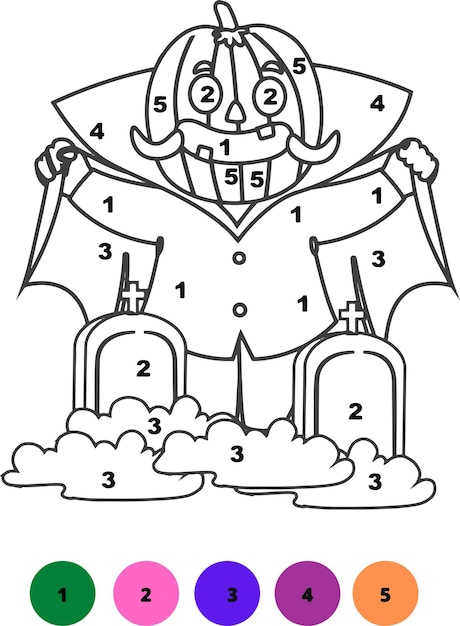 Premium vector halloween coloring pages for kids halloween color by number pages