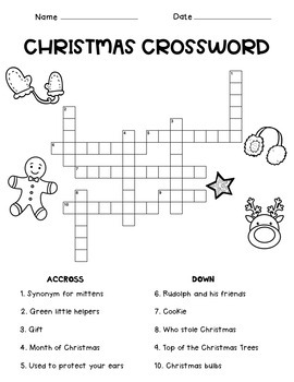 Fun winter christmas crossword puzzle coloring pages tpt