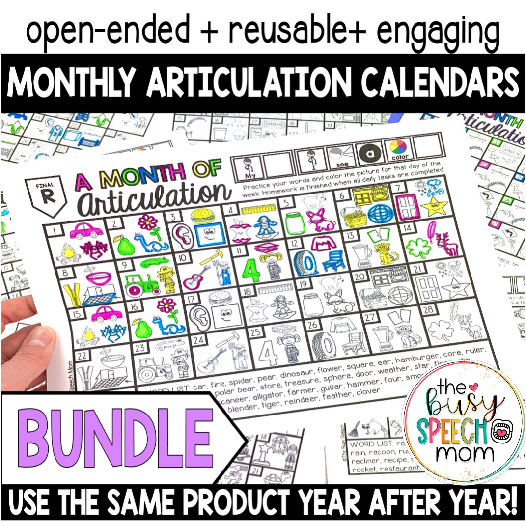 Homework calendars for speech therapy bundle reusable no prep calendar