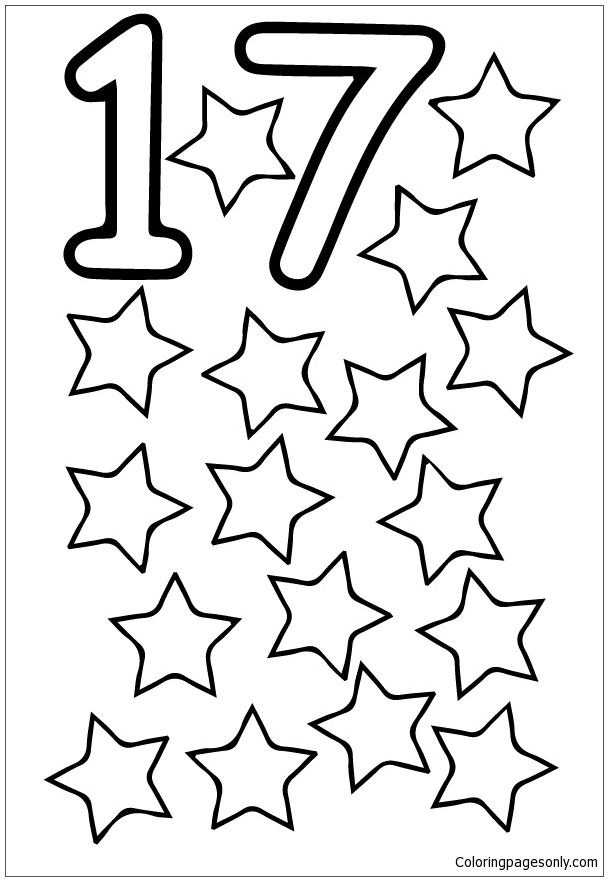 The seventeen stars coloring page