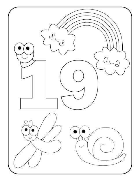 Premium vector number coloring pages with cute insects for kids