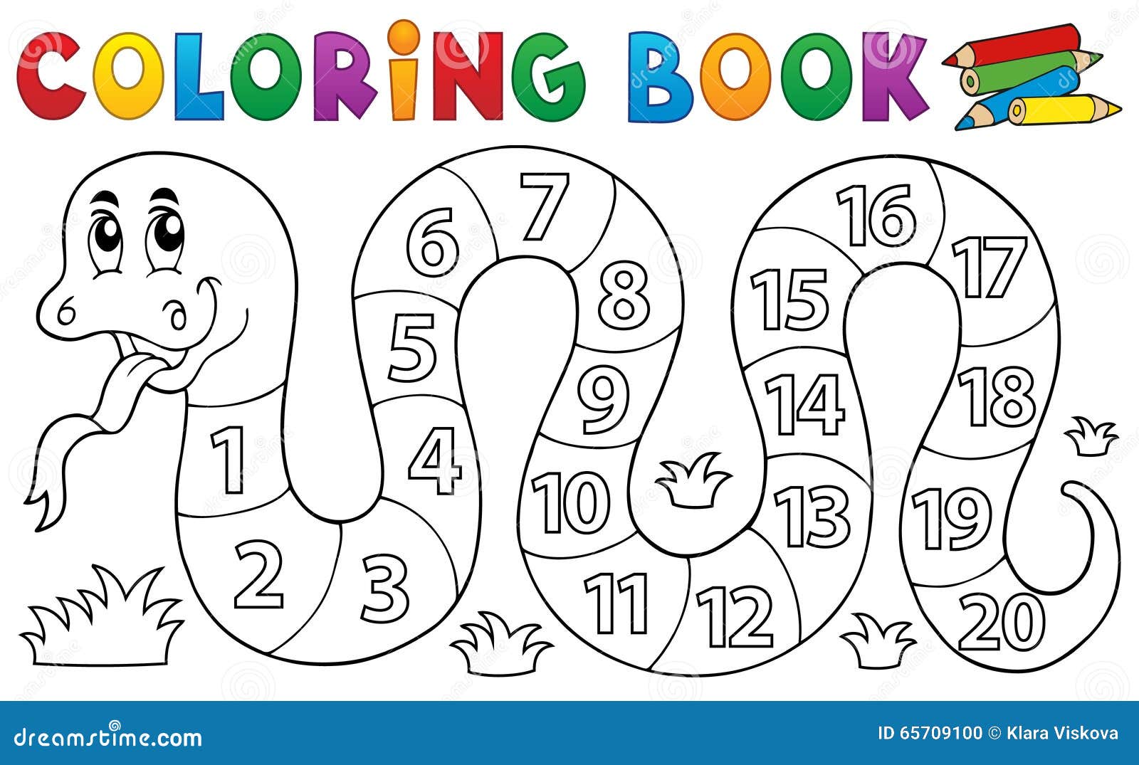 Coloring book snake with numbers theme stock vector