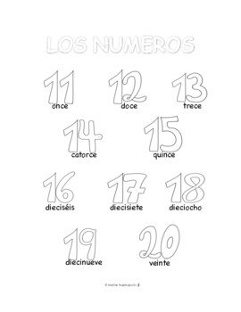 Spanish numbers coloring handwriting pages by madina papadopoulos