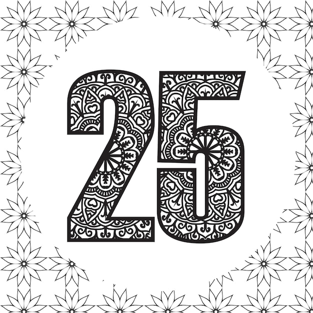 Premium vector a black and white drawing of a number