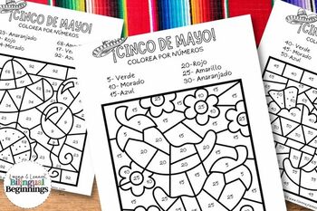 Cinco de mayo color by number printables in spanish tpt