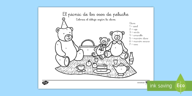 Lorear n nãºmeros el picnic de los osos de peluche