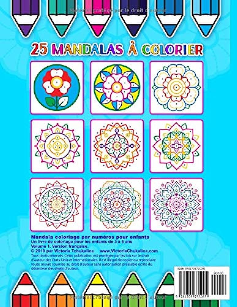 Mandala coloriage par numãros pour enfants un livre de coloriage pour les enfants de ã ans un cahier dactivitãs avec pages en couleurs pour et apprendre tous