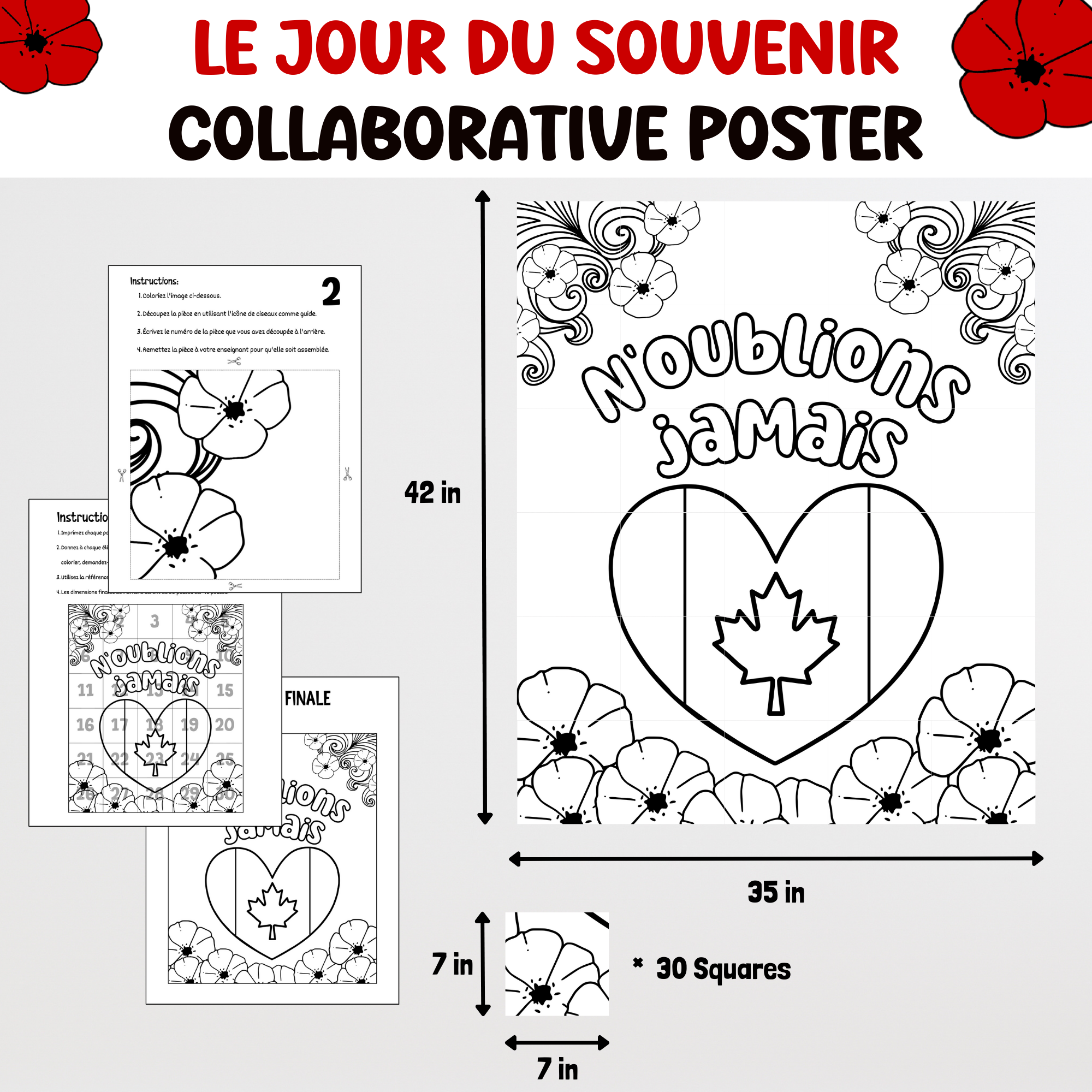 Le jour du souvenir collaborative poster art project remembrance day canada made by teachers