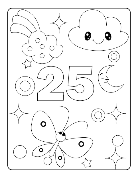 Premium vector unicorn number coloring page