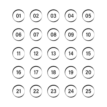 Premium vector numbers with black line on white circles set vector illustration