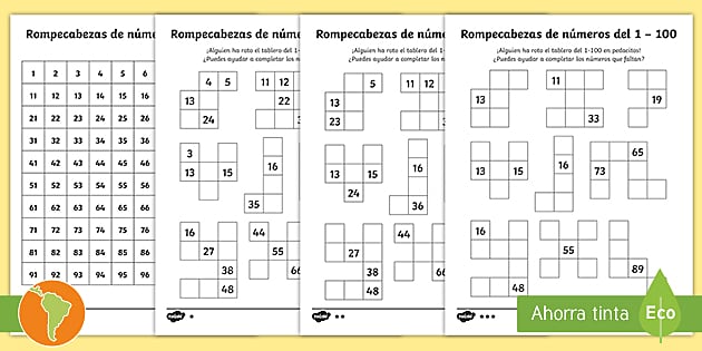 Rompecabezas de matemãticas tablero del al