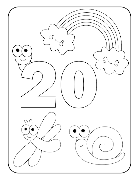 Premium vector number coloring pages with cute insects for kids