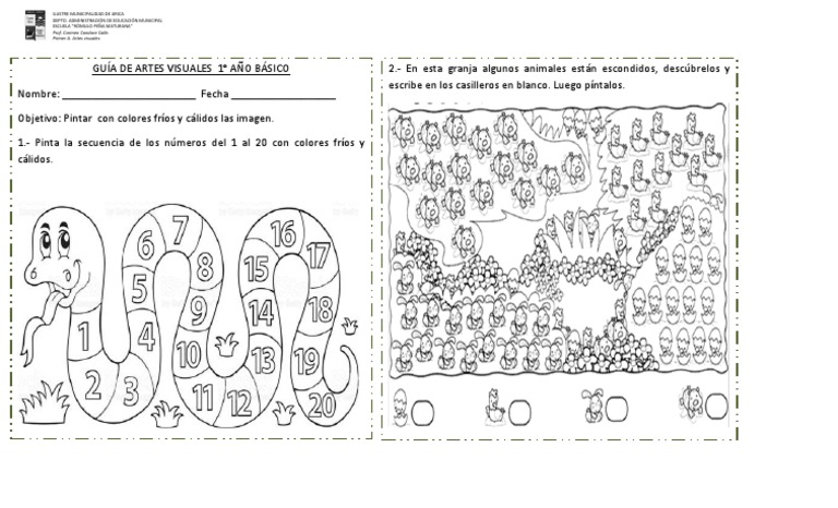 Guãas colorear nãºmeros del al pdf