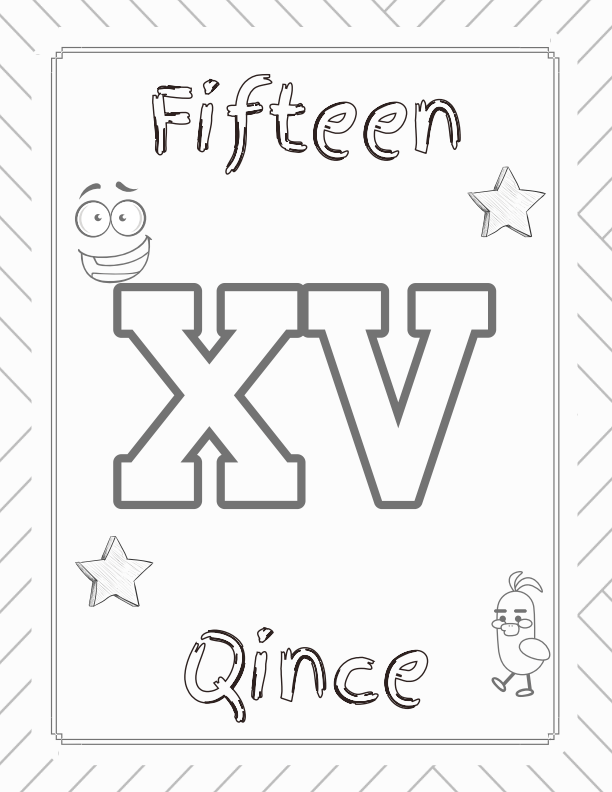 Roman numerals coloring books for bilingual children with audio app and activity section