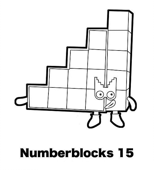 Numberblocks fifteen coloring page