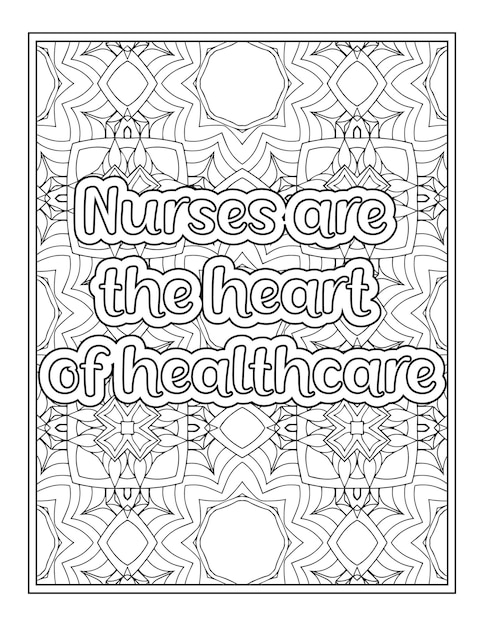 Premium vector nurse quotes coloring book page for adult