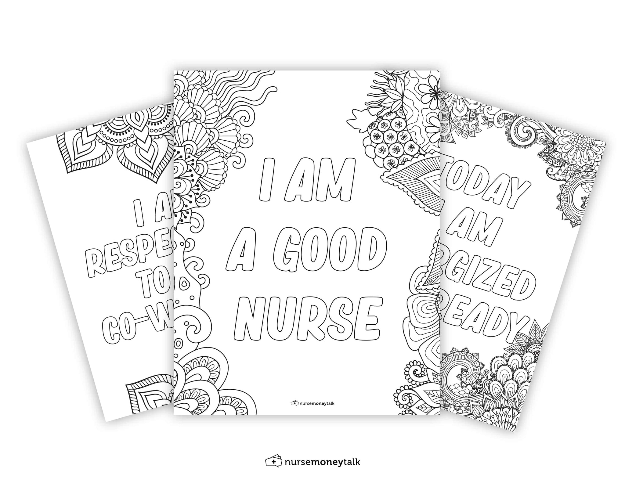 Nurse affirmation coloring sheets set