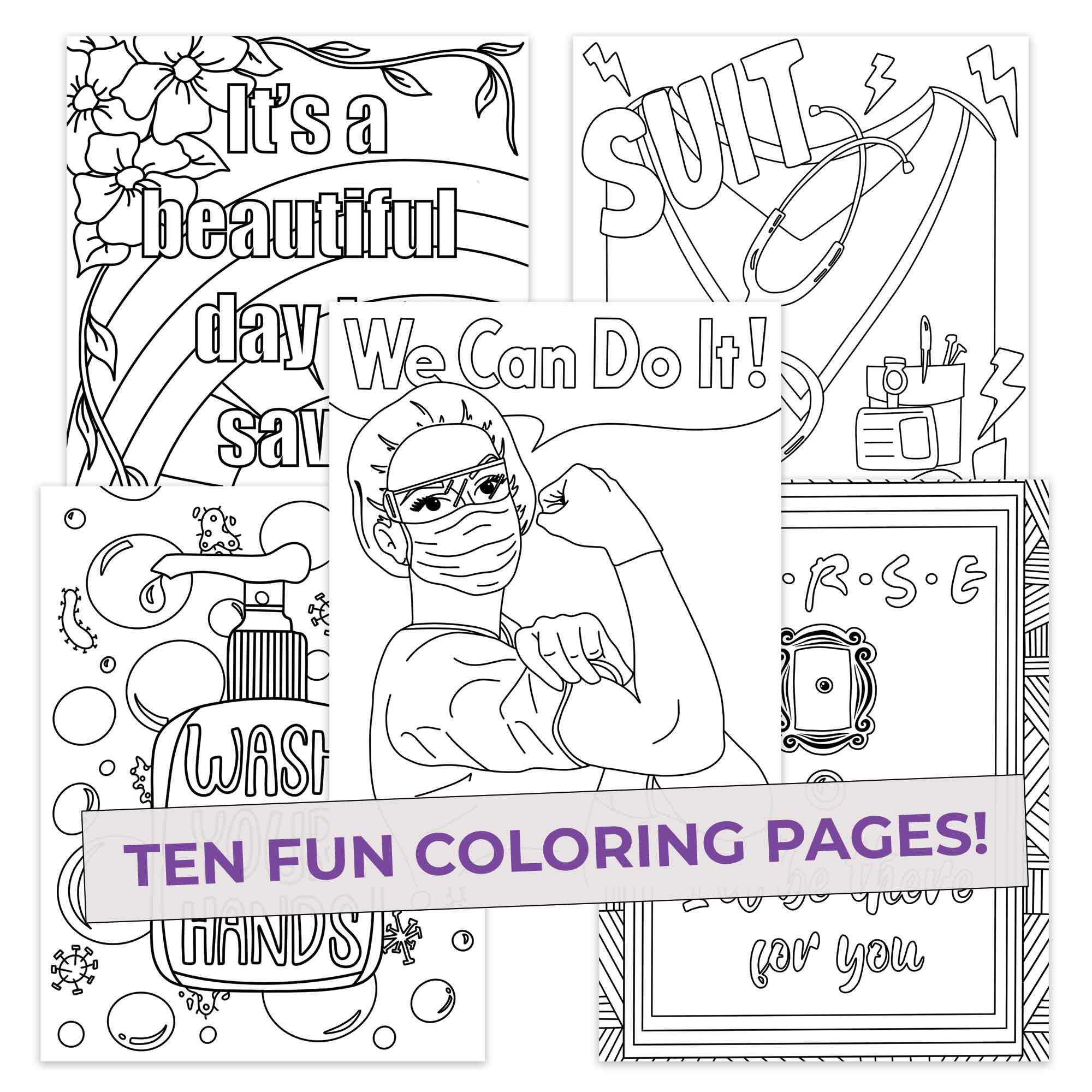 Nurse coloring pages pack â pop colors