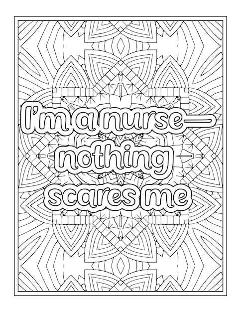 Premium vector nurse quotes coloring book page for adult