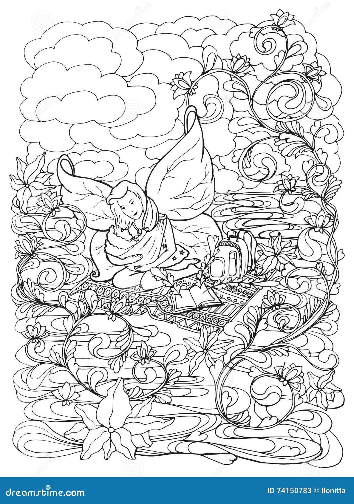 Adult coloring book page with mother breast feeding her baby infant stock vector