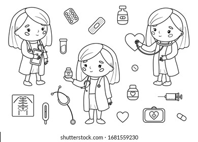 Nurse coloring book images stock photos d objects vectors