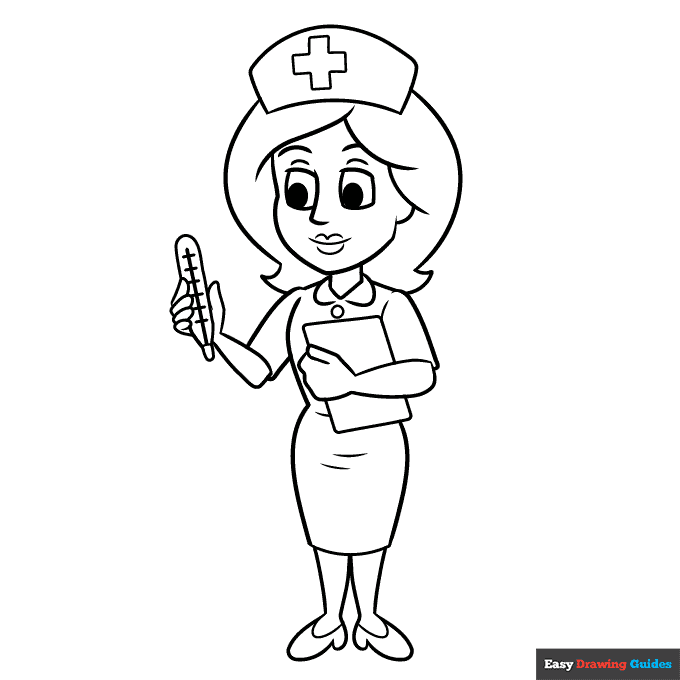 Nurse coloring page easy drawing guides