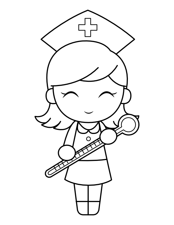 Printable nurse and thermometer coloring page