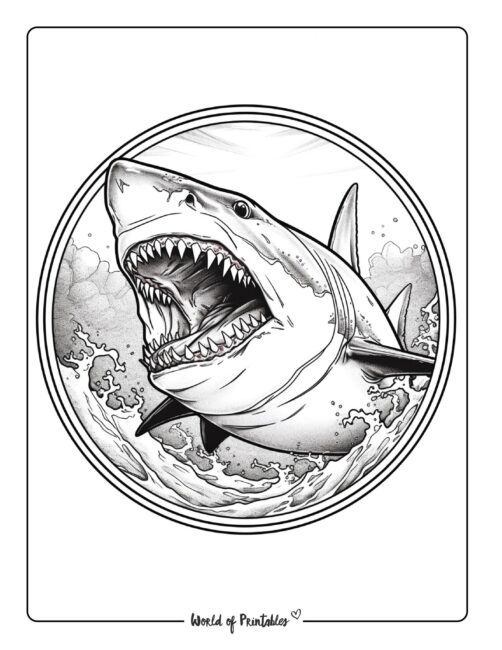 Shark coloring pages for kids adults