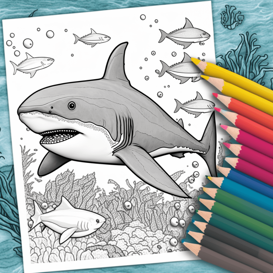 Free printable shark loring pages for kids