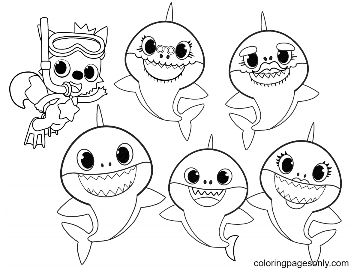 Baby shark coloring pages printable for free download