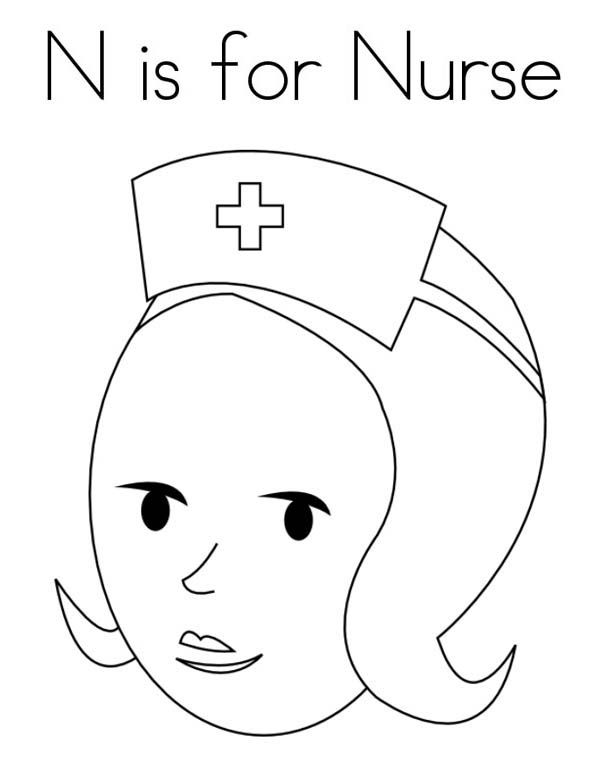 N is for nurse coloring page