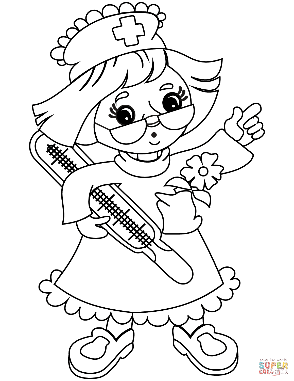 Cartoon nurse coloring page free printable coloring pages