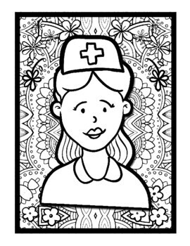 Nurse mindfulness mandala coloring pages profession coloring printable pdf